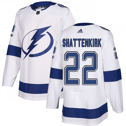 Adidas Tampa Bay Lightning #22 Kevin Shattenkirk White Road Authentic Youth Stitched NHL Jersey